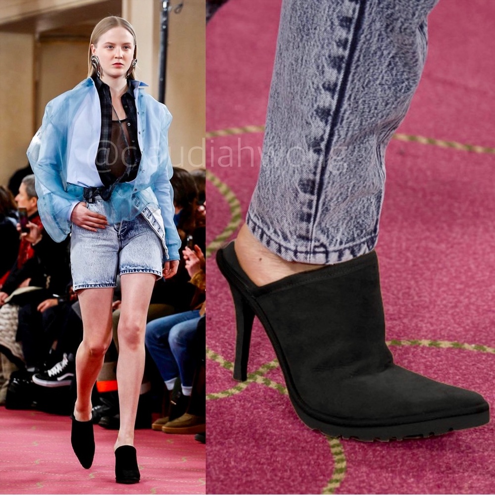 Y/PROJECT x UGG Ls1 Suede Shearling Mule Heels in Black